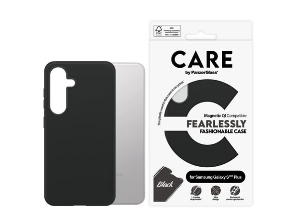 CARE by PanzerGlass - Bakdeksel til mobiltelefon - polykarbonat, mikrofiber, silikon - svart - for Samsung Galaxy S25+