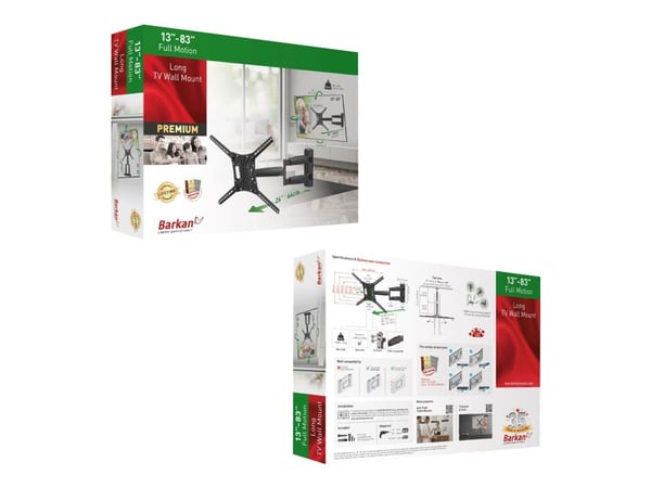 Barkan BM443LP - Monteringssett (leddarm) - full bevegelse - for TV - lang - svart - skjermstørrelse: 13"-83" - veggmonterbar