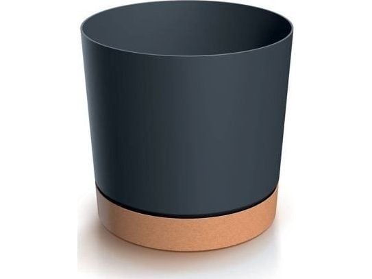 Prosperplast plantepotte med fat rund antrasitt Tubo 12,8 cm