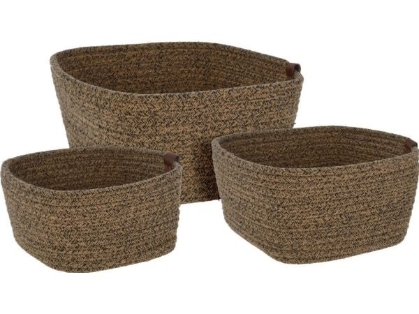 Home Styling Collection oppbevaringskurver flettet i bomull, 3 stk