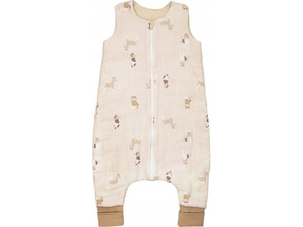 PULP BAMBOO muslin-sovpåse med strumpor - beige hundar 1,5 tog 1-2,5 l