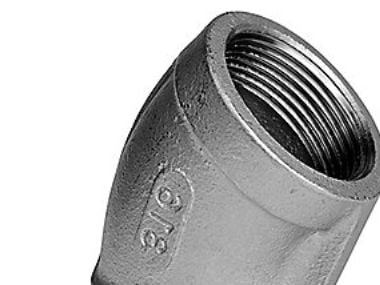 Støbt Vinkel 45gr 1/2 - muffe/muffe. Rustfri, Kvalitet AISI 316