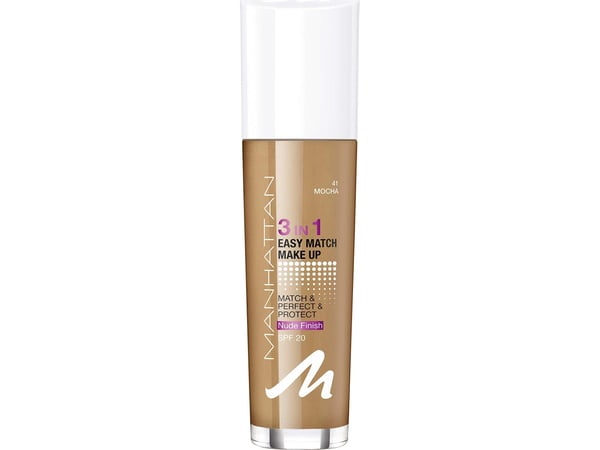 Manhattan Easy Match 3-i-1 Liquid Foundation, 41 Mocha, SPF 20, 30 ml (for kvinner)