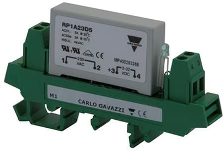 CARLO GAVAZZI Solid-state rele piirilevylle asennettuna, 1-vaiheinen ZS/IO Tyyppi RP1A, RP1B, sis. pistorasian DIN-kiskolle