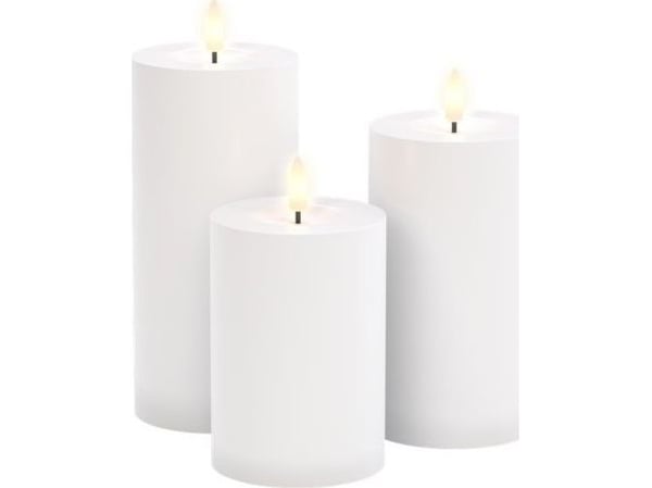 Sæt med 3 LED-stearinlys "Outdoor", hvid, inkl. 8x AA (LR6)