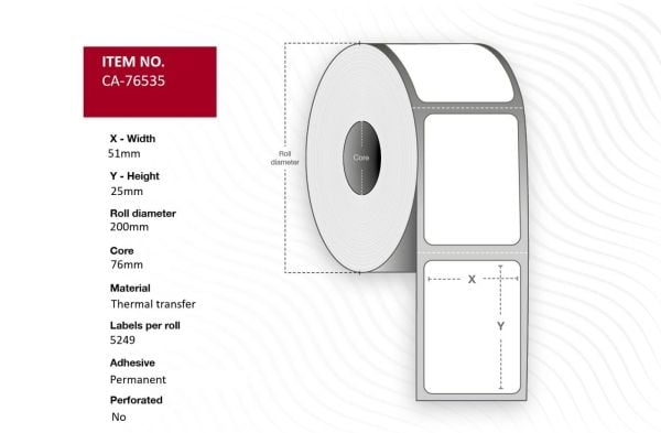 Capture - Polyester - permanet adhesiv - hvit - 51 x 25 mm 52490 etikett(er) (10 rull(er) x 5249 merkelapper
