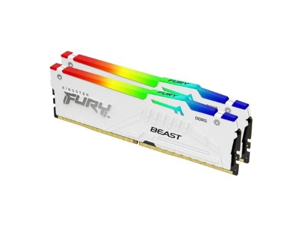 Kingston FURY Beast RGB - DDR5 - sett - 32 GB: 2 x 16 GB - DIMM 288-pin - 6800 MHz / PC5-54400 - CL34 - 1.4 V - ikke-bufret - on-die ECC - hvit