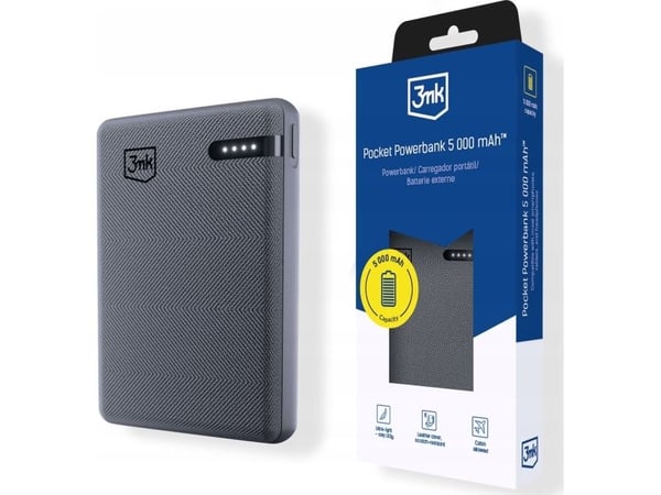 Powerbank 3MK Pocket Powerbank 5000 mAh 12W USB-C grå/grå