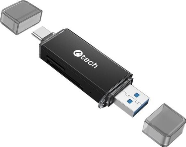USB HUB C-TECH čtečka karet UCR-02-AL, USB 3.0 TYPE A/ TYPE C, SD/micro SD