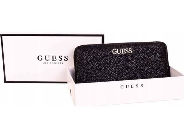 Guess Alby lær lommebok med glidelås SLG Large Zip, svart