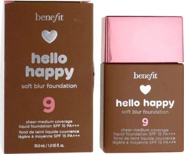 Benefit Hello Happy Soft Blur flytende foundation matt finish 09 Deep Neutral SPF 15 30 ml