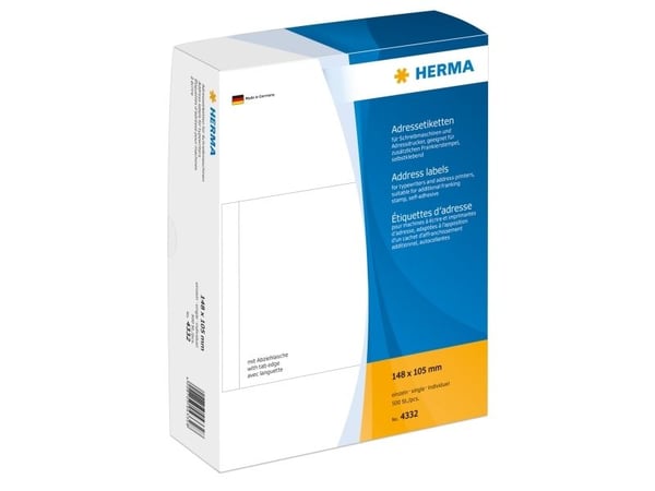 HERMA - Matt - selv-adhesiv - hvit - 148 x 105 mm 500 etikett(er) (500 ark x 1) adresselapper
