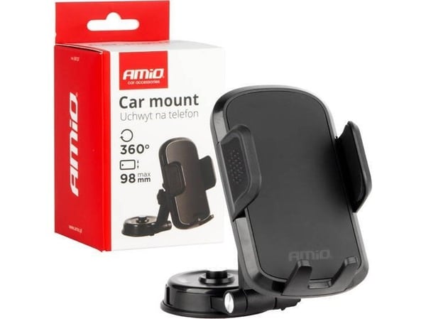 AMiO mobilholder til bil, 360 roterende i dashbordet, AMIO-04137
