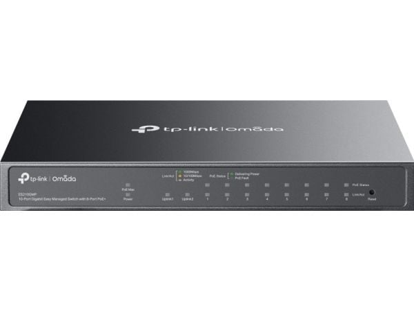 TP-Link Omada ES210GMP, Håndtert, Gigabit Ethernet (10/100/1000), Strøm over Ethernet (PoE), Kan monteres på vegg