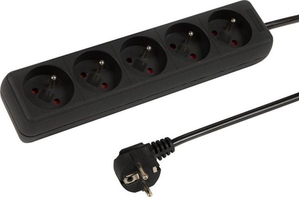 Puhalluskaapeli 98-745# Jatkojohto pr-570p 5-pistorasia maadoitettu 5m musta 3x1.5mm