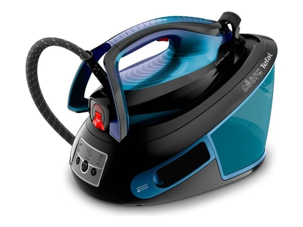 Tefal Express Vision SV8151 - Strykjärn med separat ånggenerator - sula Durilium AirGlide Autoclean - 2800 W - blå/svart