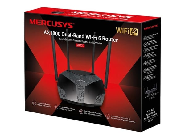 Mercusys MR70X - Trådløs ruter 3-portssvitsj - 1GbE - Wi-Fi 6 - Dobbeltbånd