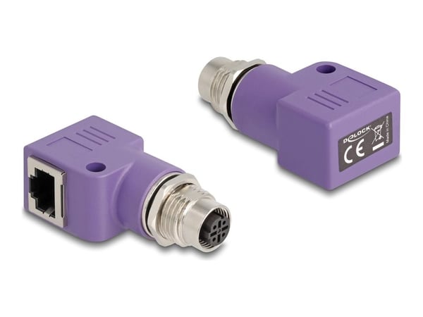 Delock - Nettverksadapter - 4 pin M12-D (hunn) gjenget til RJ-45 (hunn) vinklet - STP - CAT 5e - D-coded - fiolett