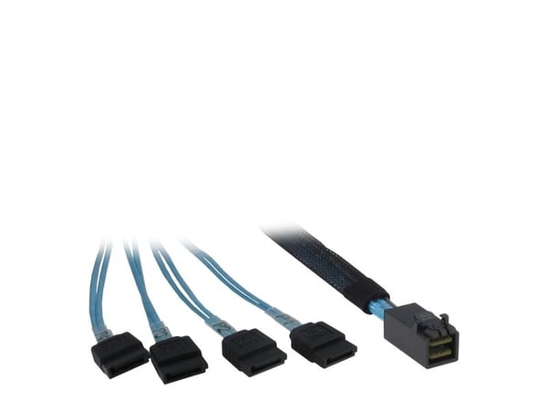 Inter-Tech - SATA/SAS-kabel - SAS 12Gbit/s - 4 x Mini SAS HD (SFF-8643) til SATA - 50 cm - svart, blå