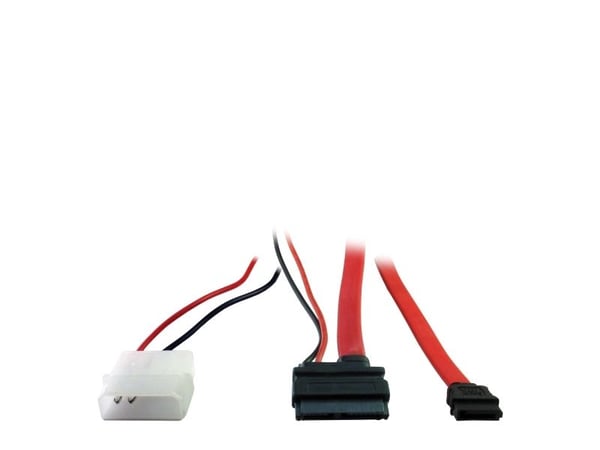 Inter-Tech - SATA-kaapeli - Slimline SATA til SATA, 2-pin intern strøm - 30 cm - rød