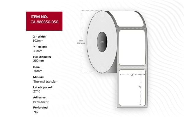 Capture - Polyester - permanet adhesiv - hvit - 102 x 51 mm 10960 etikett(er) (4 rull(er) x 2740) boks - merkelapper