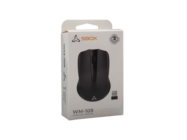 SBOX WM-109B, Optinen, USB A-tyyppi, 1000 DPI, musta
