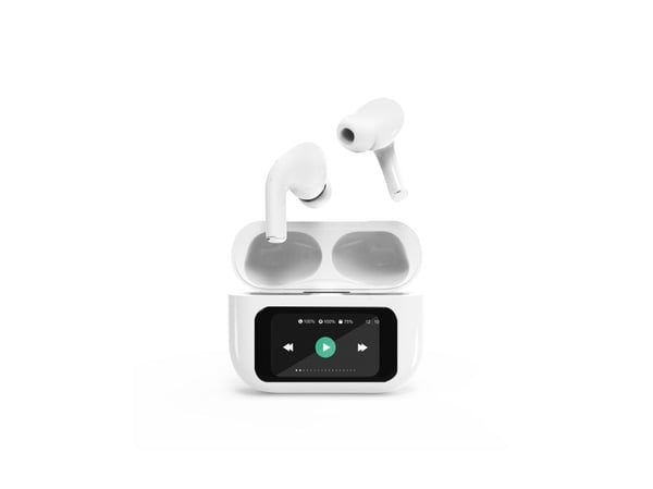 Gembird TWS-LCD-ANC-01-W - True wireless-hodetelefoner med mikrofon - i øret - Bluetooth