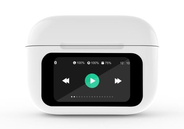 Gembird TWS-LCD-ANC-01-W - True wireless-hodetelefoner med mikrofon - i øret - Bluetooth