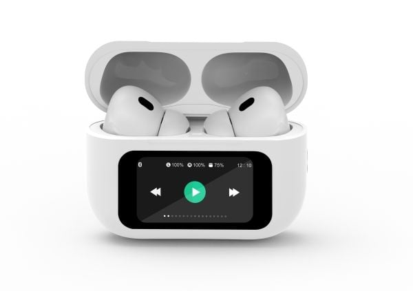 Gembird TWS-LCD-ANC-01-W - True wireless-hodetelefoner med mikrofon - i øret - Bluetooth