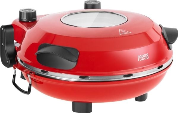Pizzaovn TEESA SUPREME + 1200 W 32 cm med vindu avtakbar stein styring med to varmeelementer