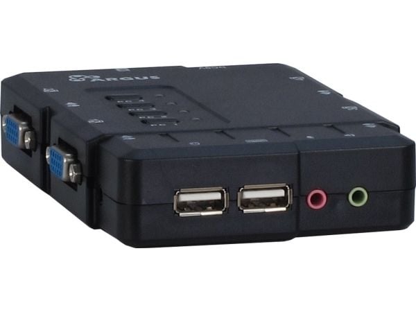 Inter-Tech KVM-CS-41UA, 1920 x 1440 pikseliä, Musta