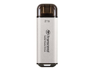 Transcend ESD300S - SSD - 2 TB - ekstern (bærbar) - USB 3.2 Gen 2x1 (USB-C kontakt) - sølv