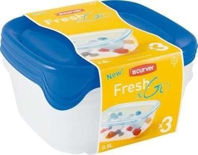 Curver komplett med förvaringskärl Fresh&Go 3x0,8L blå (182217)