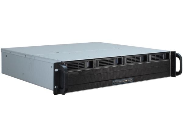 Inter-Tech IPC 2U-2404S, Teline, Palvelin, Musta, Hopea, mikro ATX, Mini-ITX, Terästä, 2U