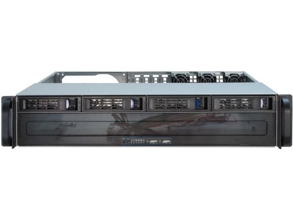 Inter-Tech IPC 2U-2404S, Teline, Palvelin, Musta, Hopea, mikro ATX, Mini-ITX, Terästä, 2U