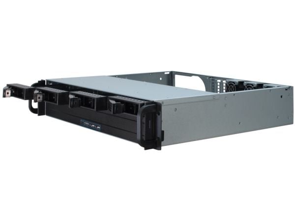 Inter-Tech IPC 2U-2404S, Teline, Palvelin, Musta, Hopea, mikro ATX, Mini-ITX, Terästä, 2U