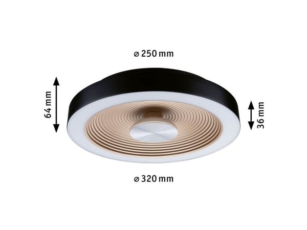 Paulmann PLM 71178, LED, 3000 K, 2120 lm, IP44, Svart, Gull