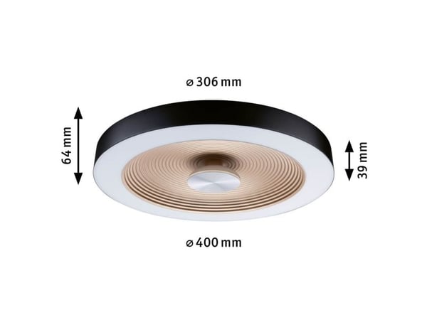 Paulmann PLM 71180, LED, 3000 K, 2900 lm, IP44, Svart, Gull