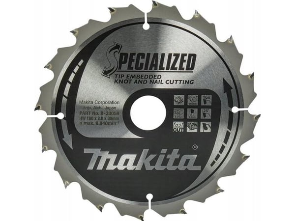 Makita Specialized - Sirkelformet sagblad - for tre - 190 mm - 16 tenner