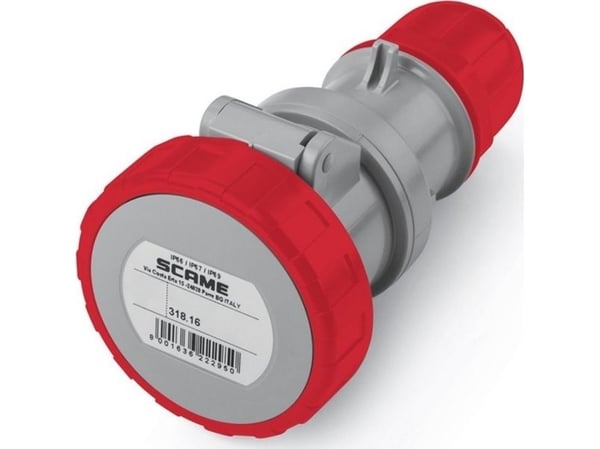 Scame bärbart uttag Optima 318.1647 16A 5P IP67 röd Scame bärbart uttag Optima 318.1647 16A 5P IP67 röd