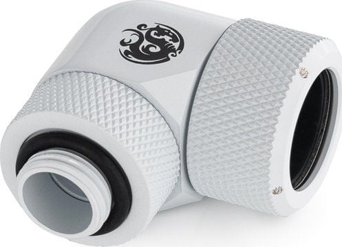 Bitspower Advanced Multi-Link Adapter Liitäntä 90 asteen G1/4 tuuman uros 16mm naaras kovaputkeen - käännettävä, valkoinen