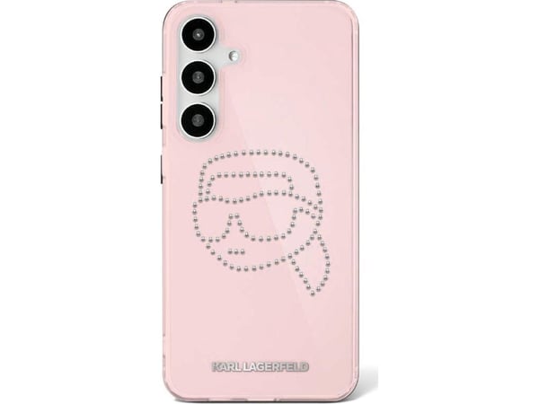 Karl Lagerfeld rhinestones K. Head logo Samsung Galaxy S25 deksel telefon i rosenrød