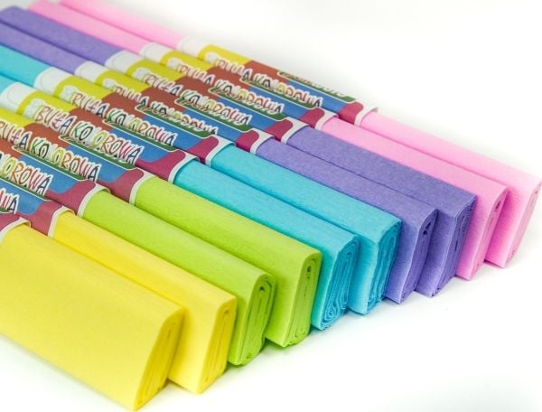 Pastello rynket sugepappir pastel 25x200 cm 5 stk mix farger (pris per pakke)