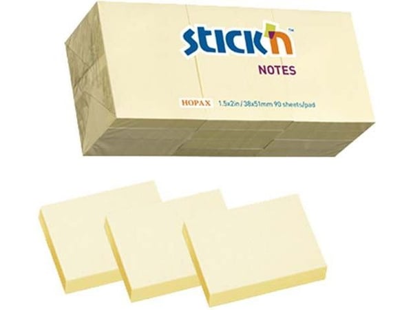 Notes, BNT Stick´n, Notes, gul, 38x50mm pakke a 12 stk