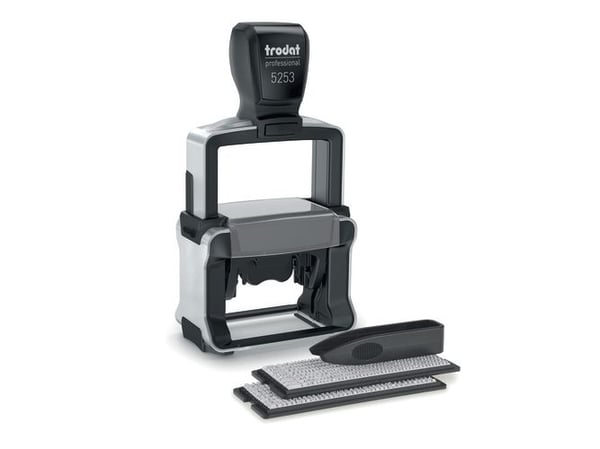 trodat tekststempel Professional 4.0 Typomatic 5253 Hus: børstet rustfritt stål, farge på håndtakshetten: svart, - 1 stk (5253PR4)