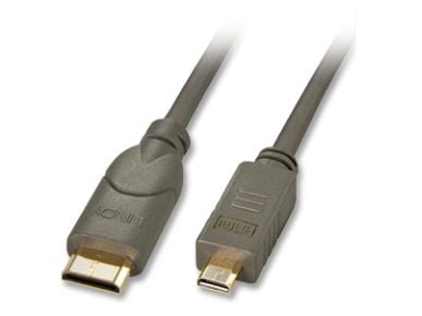 Lindy 1.5m HDMI, 1,5 m, HDMI Type C (Mini), HDMI-tyyppi D (mikro), 3D, 10,2 Gbit/s, Musta