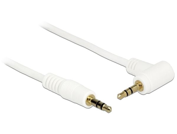 Delock - Lydkabel - mini-phone stereo 3.5 mm hann til mini-phone stereo 3.5 mm hann - 2 m - hvit - vinkelkontakt