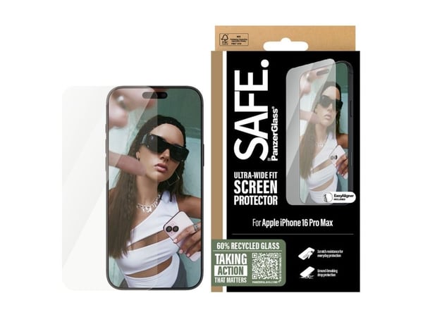 SAFE. by PanzerGlass - Skjermbeskyttelse for mobiltelefon - ultrabred passform - glass - for Apple iPhone 16 Pro Max