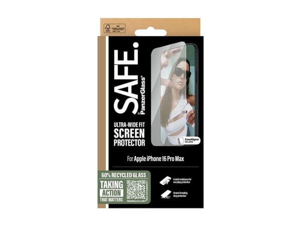 SAFE. by PanzerGlass - Skjermbeskyttelse for mobiltelefon - ultrabred passform - glass - for Apple iPhone 16 Pro Max