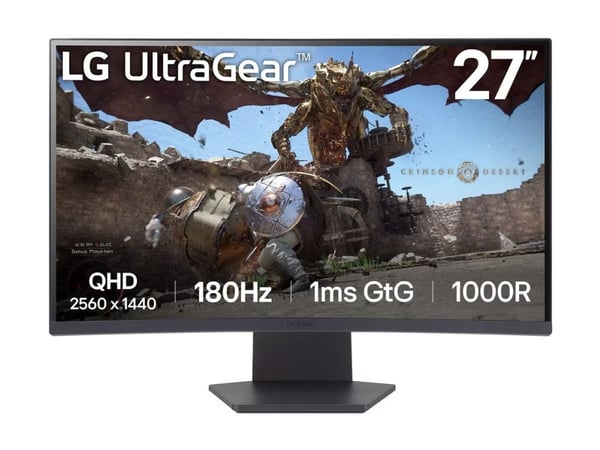 LG UltraGear 27GS60QX-B - LED-skjerm - gaming - kurvet - 27" - 2560 x 1440 QHD @ 180 Hz - VA - 300 cd/m² - 3000:1 - HDR10 - 1 ms - 2xHDMI, DisplayP...